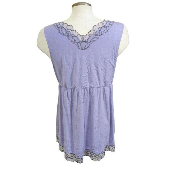 Soma Lace Trim Short Nightgown Babydoll Size L Lavender Rayon Spandex Romantic - Picture 6 of 7